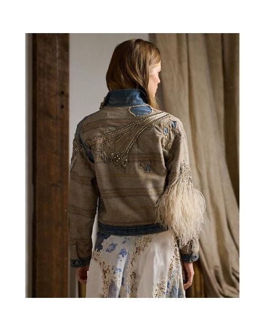 Ralph Lauren Collection Blue Allyce Embellished Denim Jacket