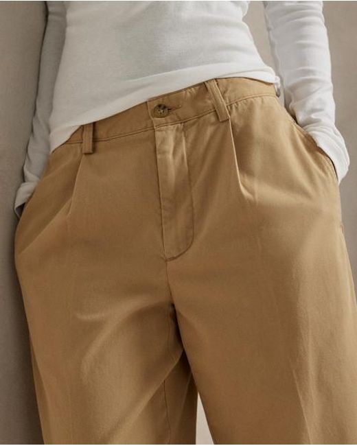 Polo Ralph Lauren Natural Pleated Cotton-Blend Relaxed Trouser