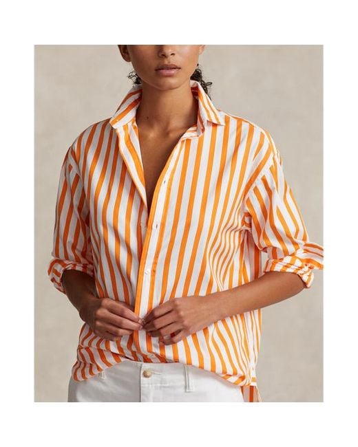 Polo Ralph Lauren Brown Relaxed Fit Striped Cotton Shirt