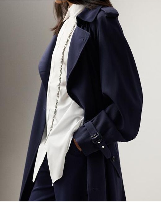 Ralph Lauren Blue Trenchcoat Alecia Aus Gabardine-Mischung