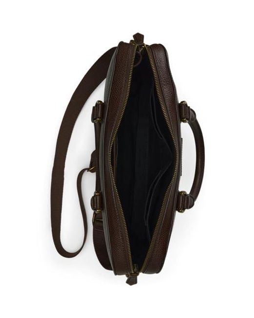 Polo Ralph Lauren Gray Pebbled Leather Commuter Bag for men