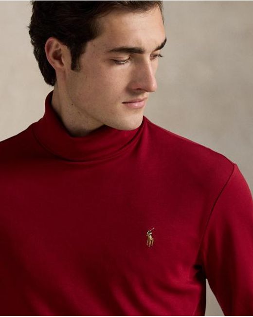 Polo Ralph Lauren Soft Cotton Trui Met Turtleneck in het Red voor heren