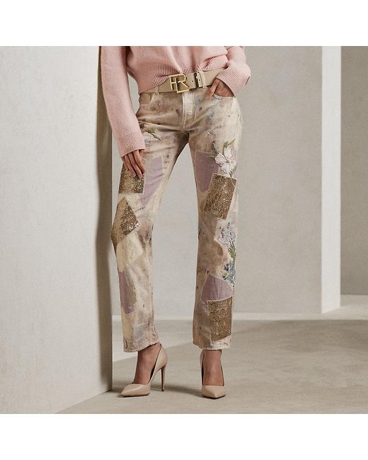 Jeans Lylah de patchwork con adornos Ralph Lauren Collection de color Natural