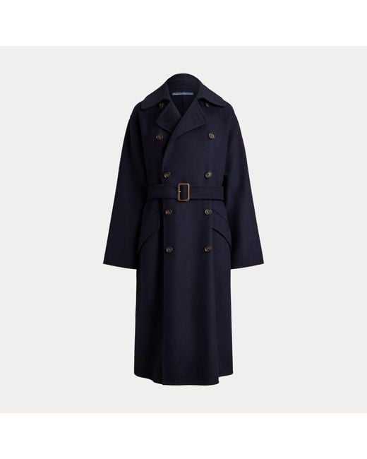 Polo Ralph Lauren Blue Double-Breasted Cashmere Trench Coat