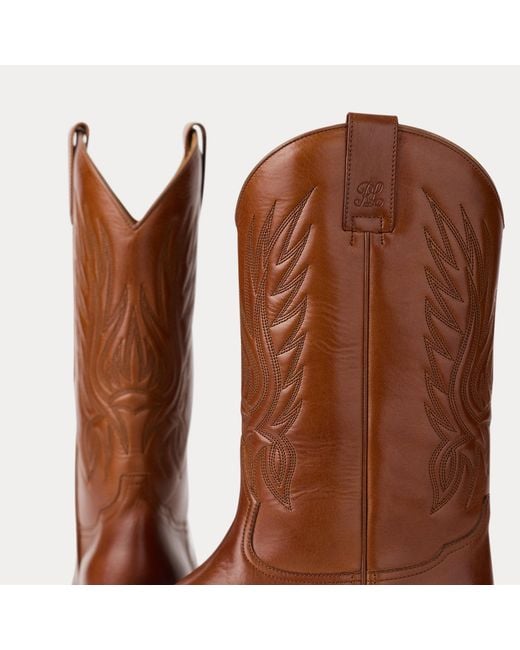 Ralph Lauren Brown Leather Western Boot for men