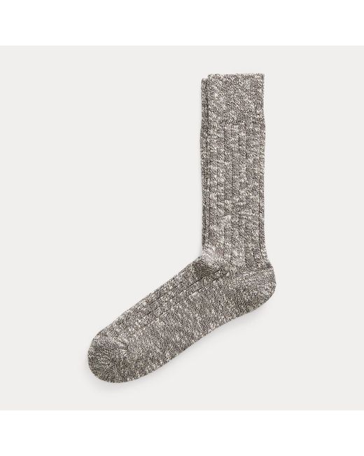 RRL Gray Marled Stretch Cotton-Blend Socks for men