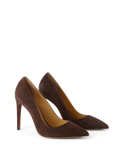 Ralph Lauren Brown Celia 100 Mm Goat-Suede Pump