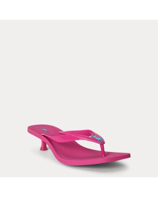 Polo Ralph Lauren Pink Polo Play Kitten Heel Thong Sandal