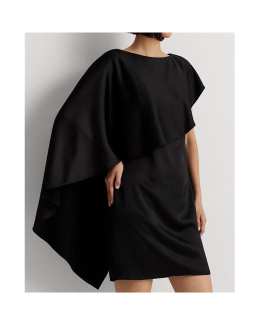 Vestido de cóctel de raso con capa Lauren by Ralph Lauren de color Black