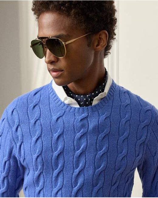 Ralph Lauren Blue Cable-knit Cashmere Jumper for men