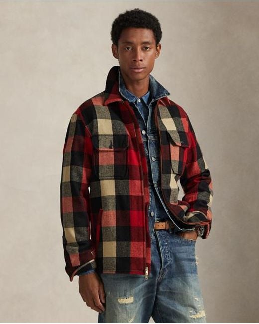 Polo Ralph Lauren Classic Fit Geruit Overshirt Van Wolmix in het Red voor heren