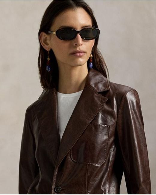 Polo Ralph Lauren Brown Single-Breasted Leather Blazer
