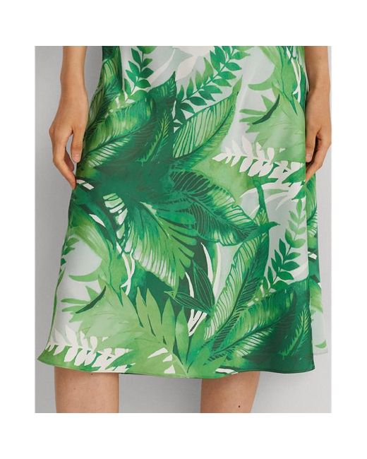 Lauren by Ralph Lauren Green Ralph Lauren Palm Frond-print Charmeuse Midi Skirt