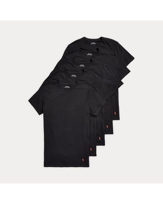 Ralph Lauren Black Slim Fit Wicking Crew 5-Pack for men