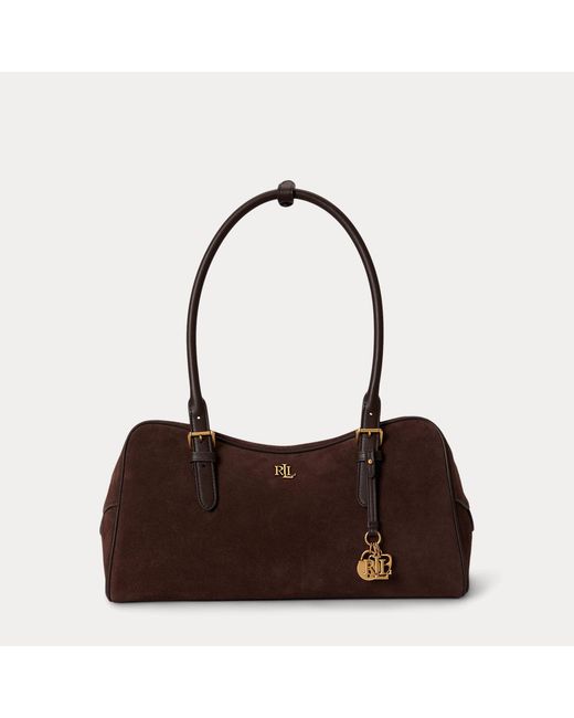 Ralph Lauren Natural Suede Large Marcy Zip Satchel