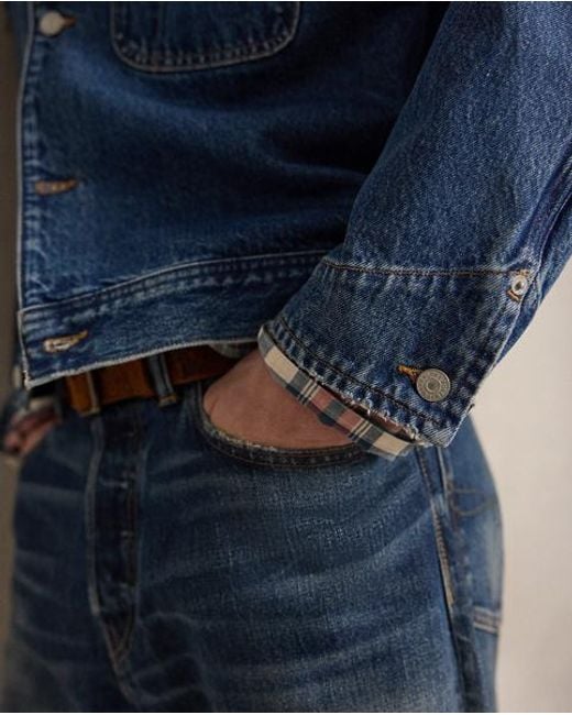 Ralph Lauren Blue Denim Corduroy-Collar Trucker Jacket for men