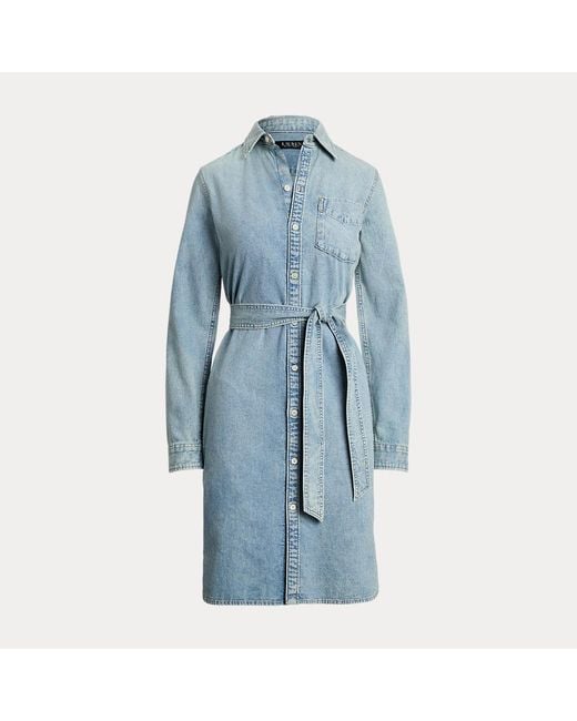 Ralph Lauren Blue Denim-Hemdkleid Mit Gürtel