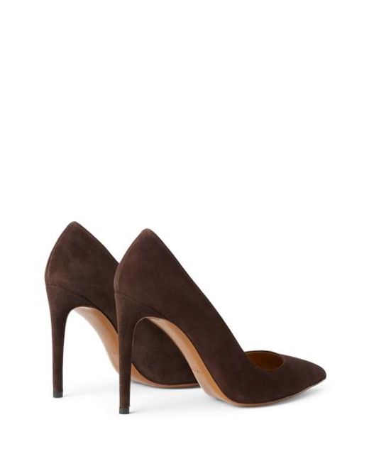 Ralph Lauren Brown Celia 100 Mm Goat-Suede Pump