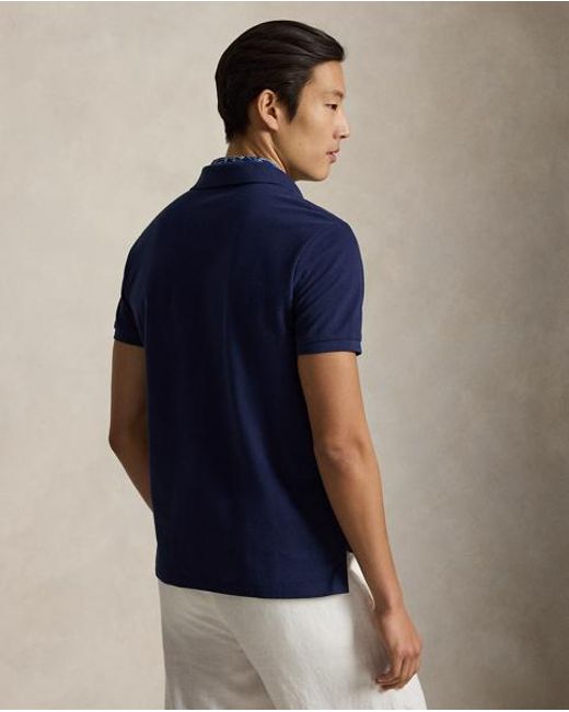 Polo Ralph Lauren Blue Custom Slim Fit Polo Bear Polo Shirt for men
