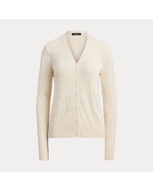 Ralph Lauren Cardigan Met V-Hals En Riemenmotief in het Natural