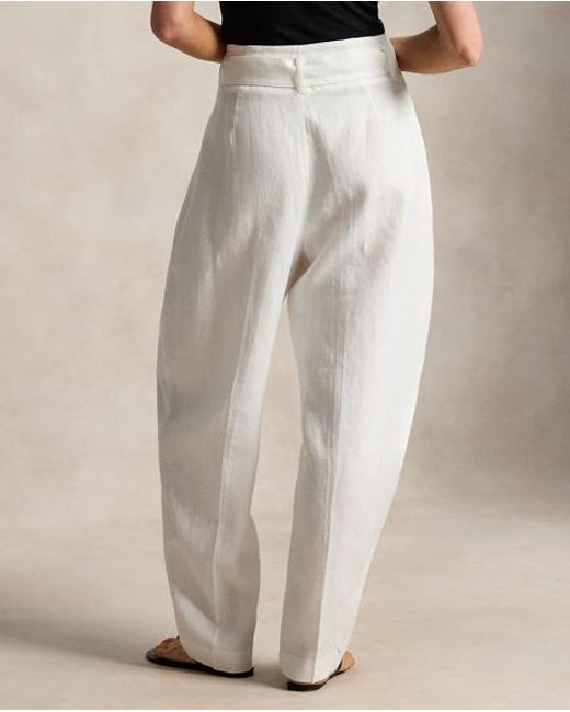 Polo Ralph Lauren Natural Linen Tapered Wrap Trousers