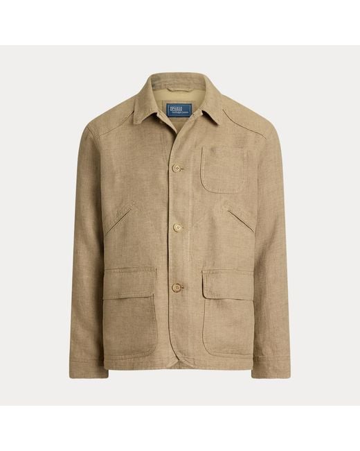Polo Ralph Lauren Brown Linen Herringbone Utility Jacket for men