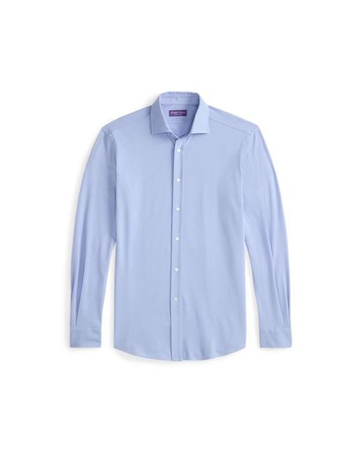 Ralph Lauren Blue Knit Oxford Shirt for men