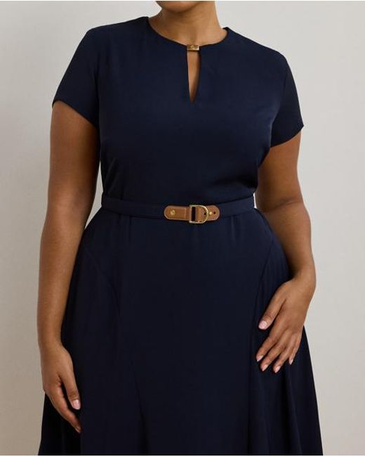 Ralph Lauren Blue Georgettekleid Mit Gürtel
