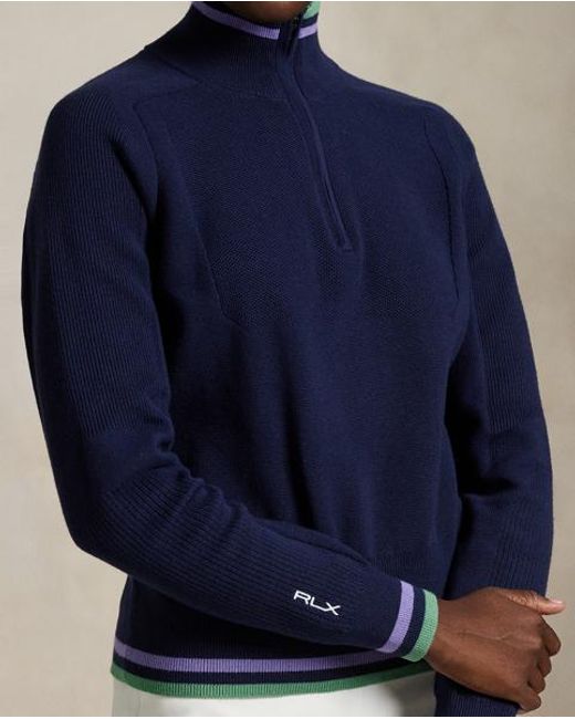 Cremallera Corta Con Ribete De Rayas Ralph Lauren de color Blue