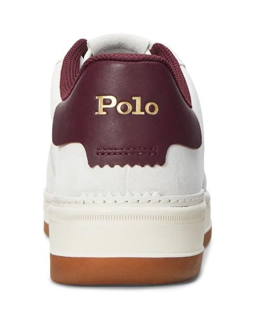 Ralph Lauren White Masters Court Suede-Panelled Trainer for men