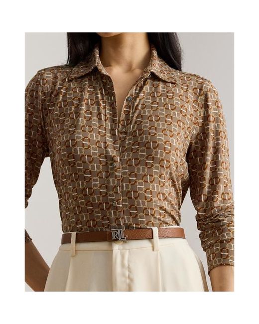 Ralph Lauren Brown Ralph Lauren Slim Fit Geo-Print Jersey Shirt