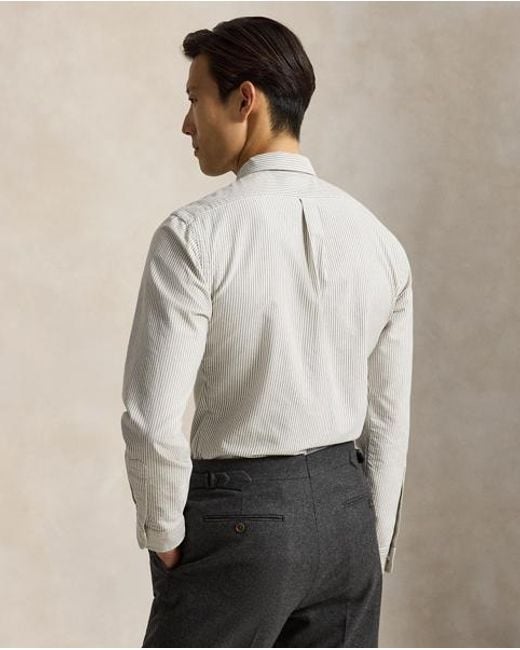 Polo Ralph Lauren White Custom Fit Striped Oxford Shirt for men