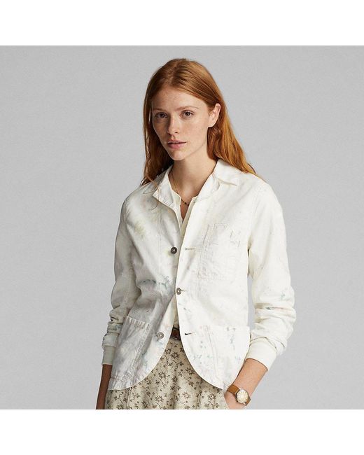 RRL White Paint-splatter Linen-cotton Work Jacket
