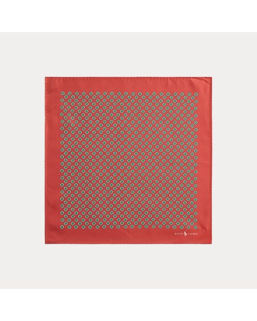 Polo Ralph Lauren Red Neat Silk Twill Pocket Square for men