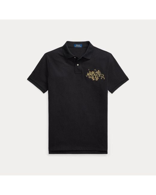 Polo Ralph Lauren Black Lunar New Year Triple-pony Polo Shirt for men