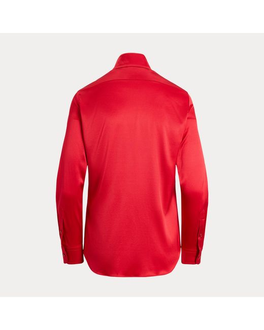 Ralph Lauren Red Cameron Straight Fit Silk Shirt