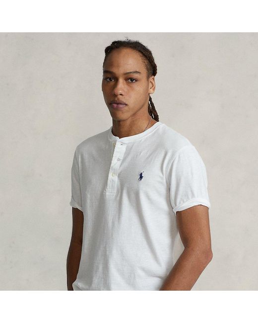 Ralph Lauren Cotton Slub Jersey Henley Shirt in White for Men | Lyst