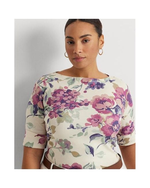 Tallas Grandes - Camiseta de algodón elástico con flores Lauren by Ralph Lauren de color Multicolor