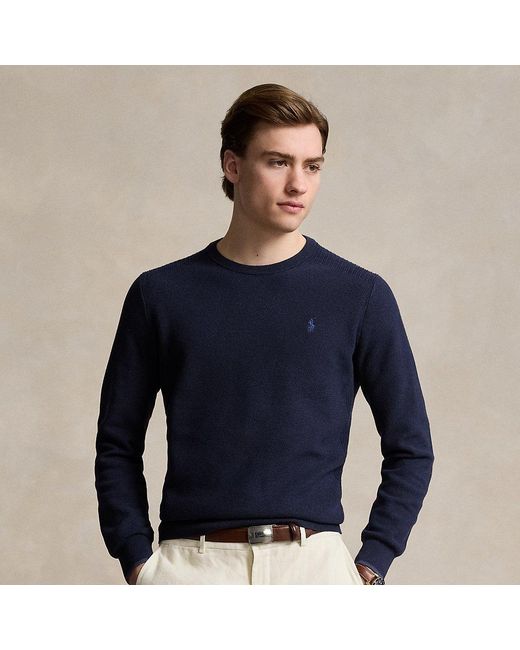 Polo Ralph Lauren Rundhalspullover aus Baumwollpiqué in Blue für Herren