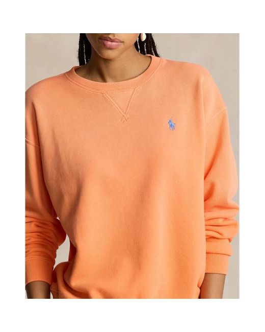 Polo Ralph Lauren Orange Leichter Rundhalspullover aus Fleece