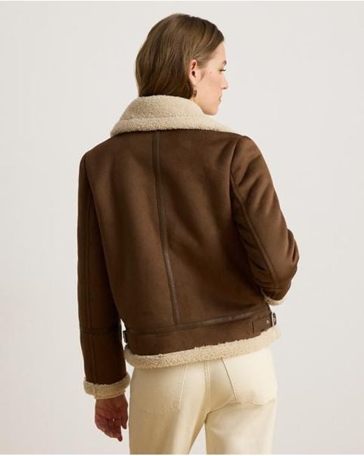Ralph Lauren Brown Buckle-Trim Faux-Suede Jacket