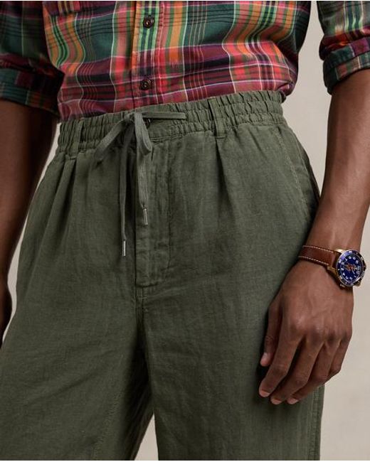 Polo Ralph Lauren Lateef Slim Tapered Fit Linnen Broek in het Green voor heren