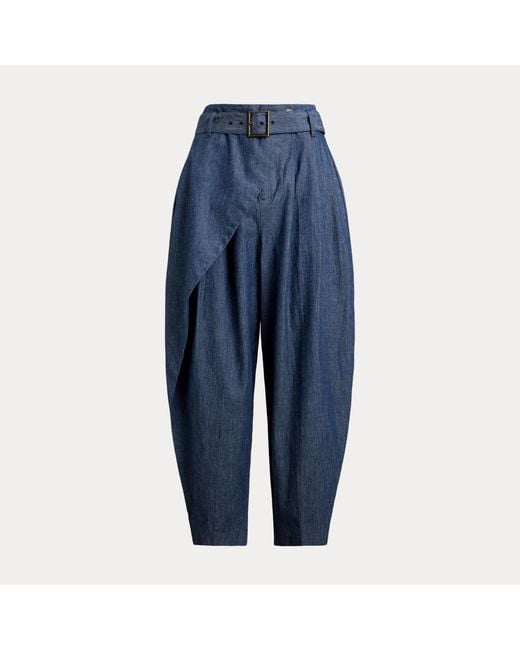 Polo Ralph Lauren Blue Chambray Tapered Wrap Trousers