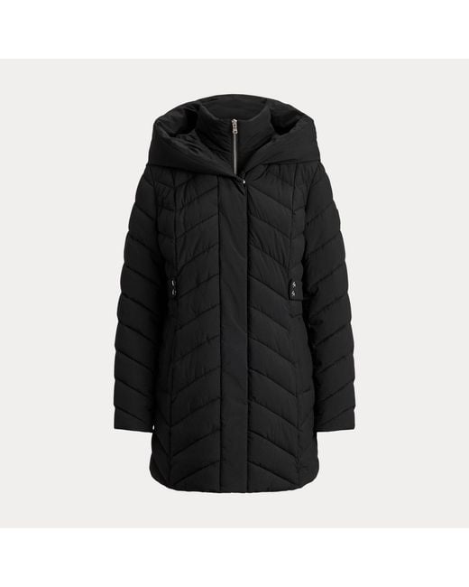 Ralph Lauren Black Quilted Hooded Funnelneck Jacket