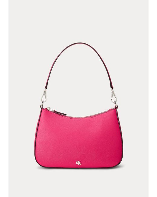 Ralph Lauren Pink Crosshatch Leather Medium Danni Bag