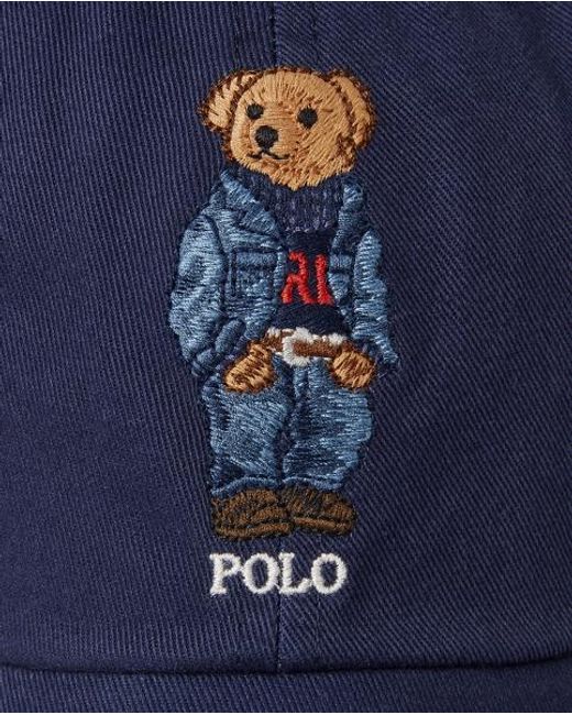 Polo Ralph Lauren Blue Cotton Hat With Bear Embroidery for men