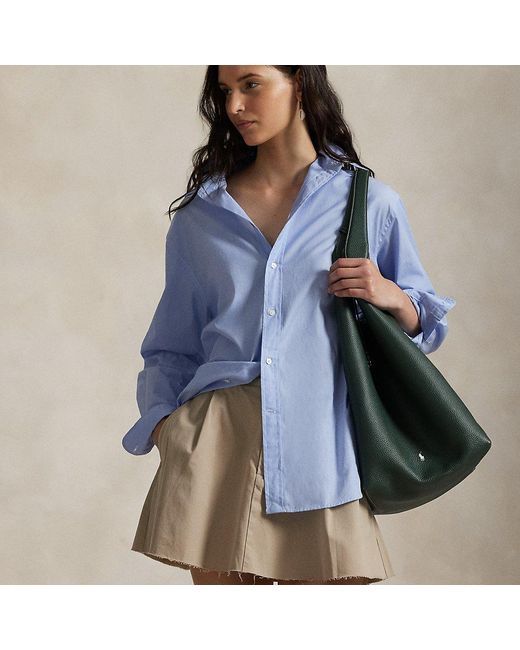 Ralph Lauren Blue Polo Play Leather Large Tote