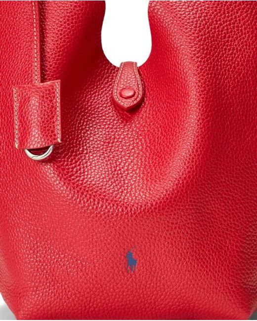 Polo Ralph Lauren Red Polo Play Leather Tote