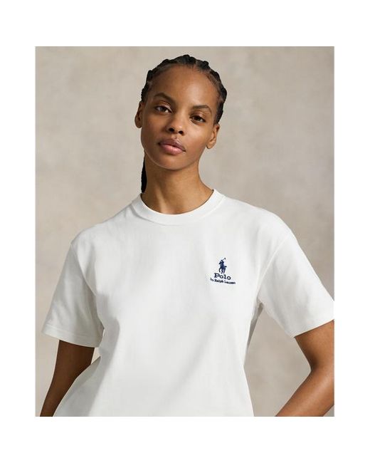 Maglietta in cotone con logo di Polo Ralph Lauren in White