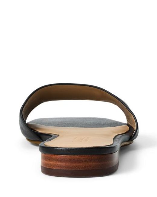 Ralph Lauren Black Everley Calfskin Slide Sandal